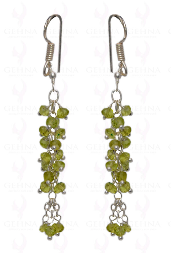 Peridot Gemstone Faceted Bead Earring In .925 Sterling Silver ES-1660