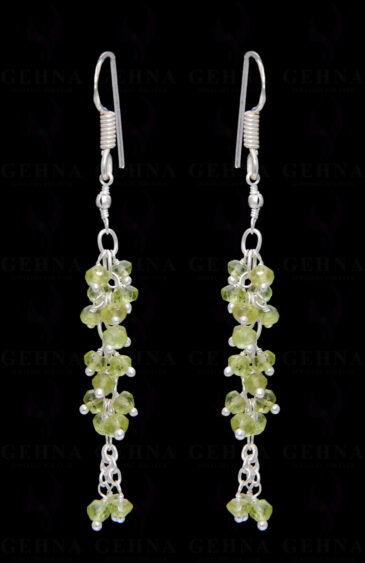 Peridot Gemstone Faceted Bead Earring In .925 Sterling Silver ES-1660