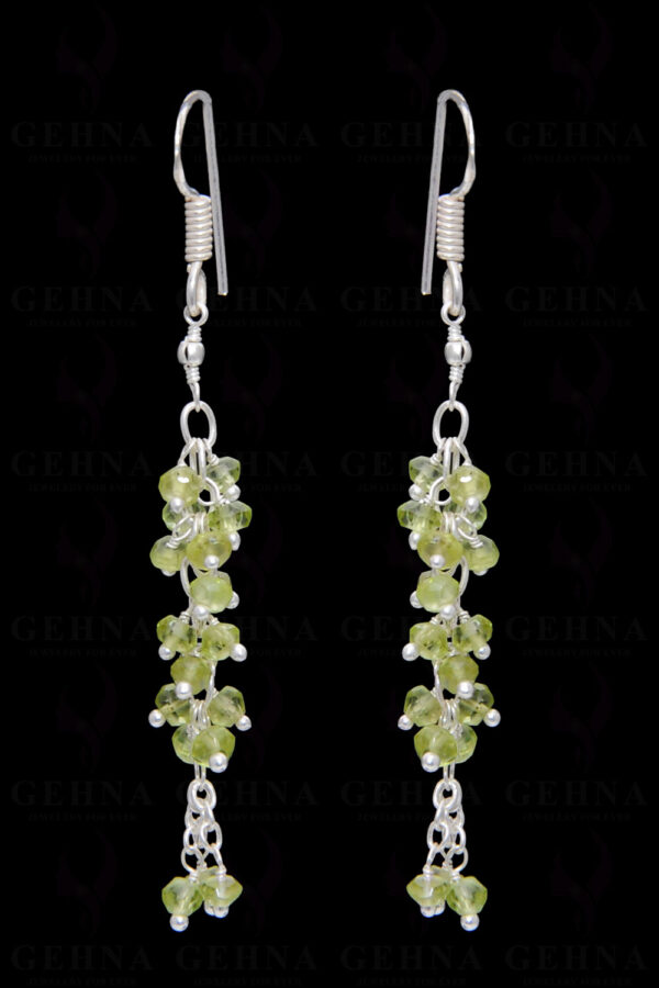 Peridot Gemstone Faceted Bead Earring In .925 Sterling Silver ES-1660