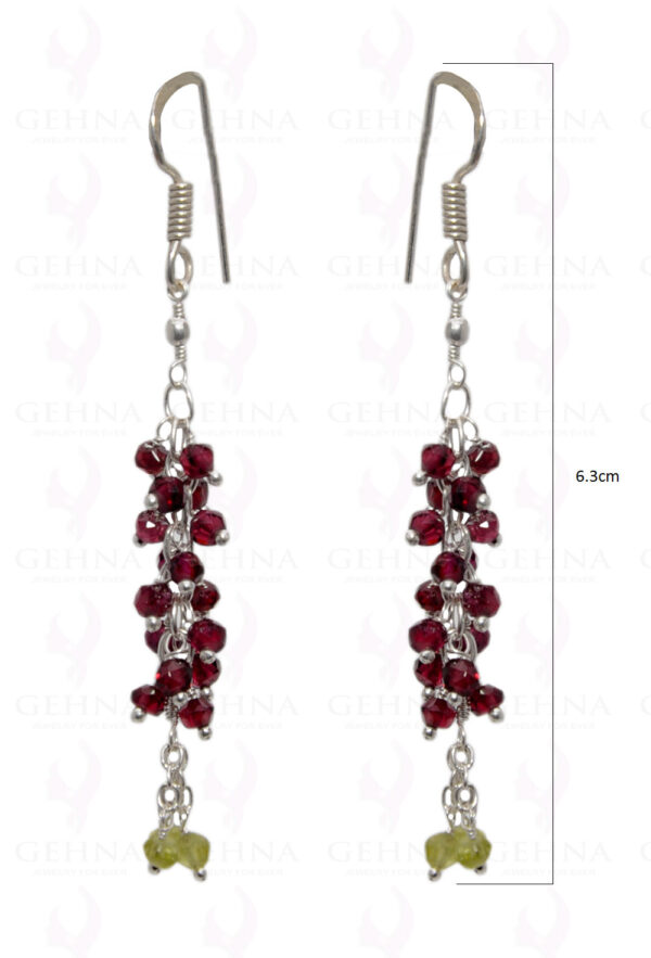 Garnet & Peridot Gemstone Faceted Bead Earring In.925 Sterling Silver ES-1662