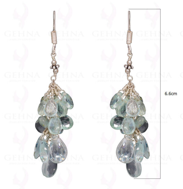 Aquamarine Gemstone Faceted Almond Shape Earring In .925 Sterling Silver ES-1667