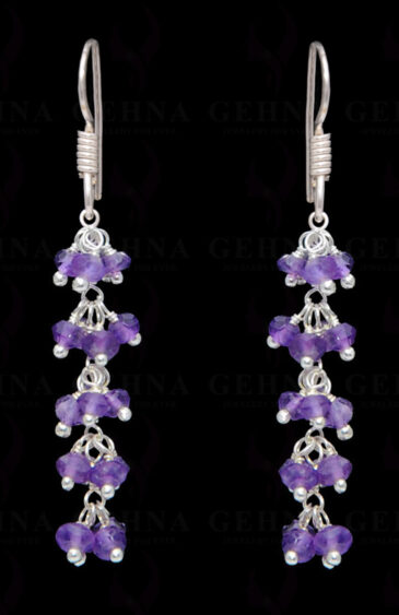 Amethyst Gemstone Faceted Bead Earring In .925 Sterling Silver ES-1669