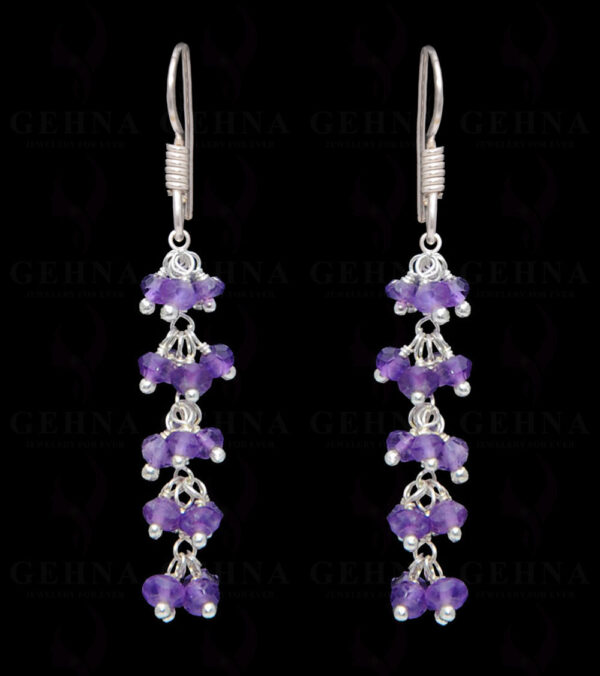 Amethyst Gemstone Faceted Bead Earring In .925 Sterling Silver ES-1669