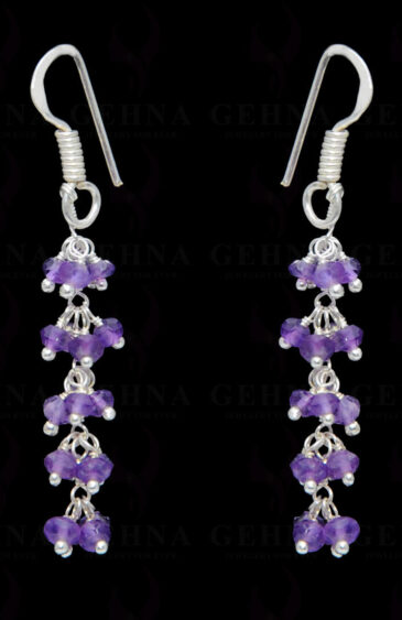 Amethyst Gemstone Faceted Bead Earring In .925 Sterling Silver ES-1669