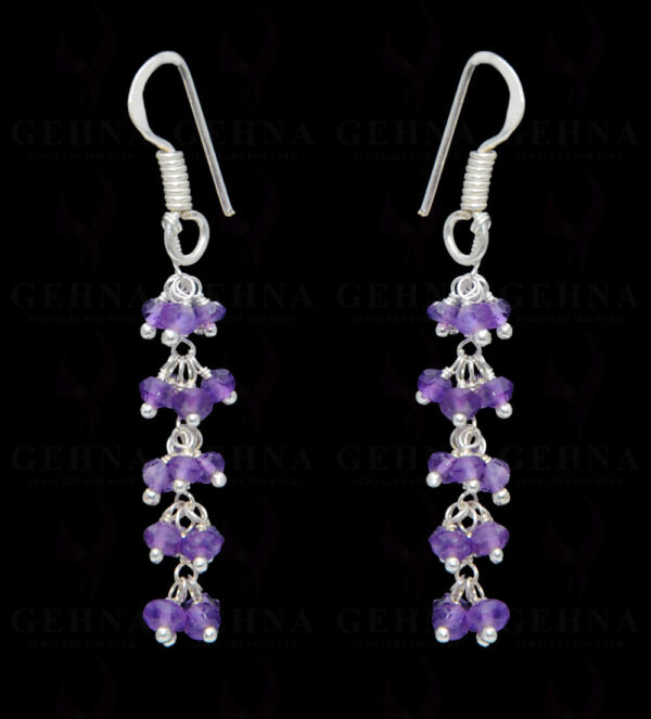 Amethyst Gemstone Faceted Bead Earring In .925 Sterling Silver ES-1669