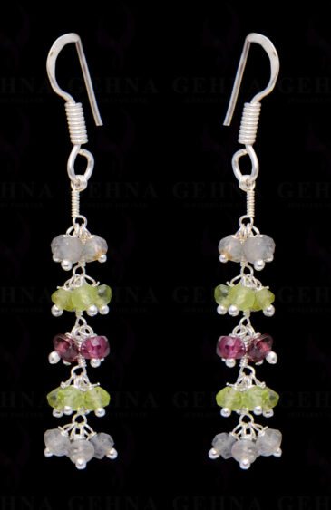 Garnet, Peridot & Labradorite Gemstone Bead Earring In .925 Sterling Silver ES-1670