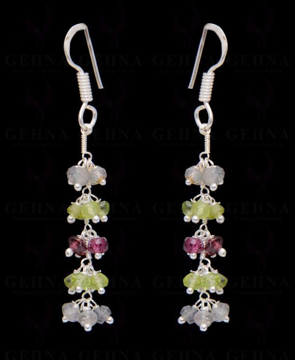 Garnet, Peridot & Labradorite Gemstone Bead Earring In .925 Sterling Silver ES-1670