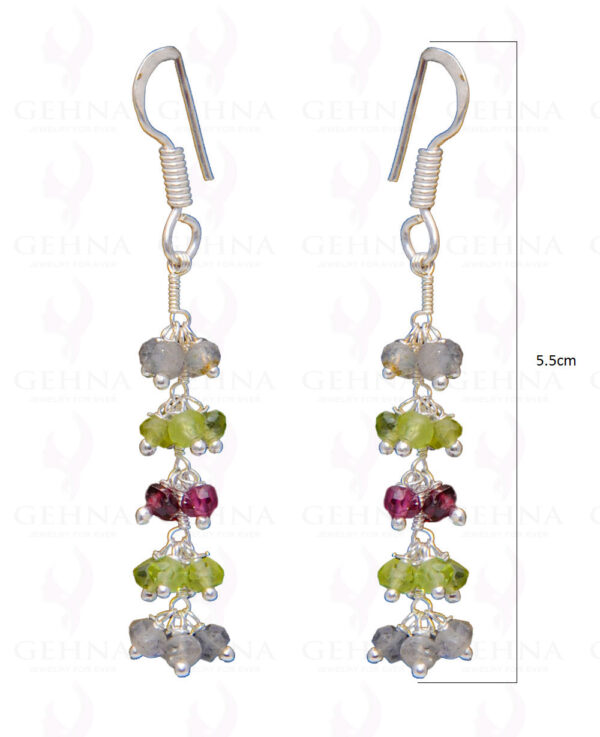 Garnet, Peridot & Labradorite Gemstone Bead Earring In .925 Sterling Silver ES-1670