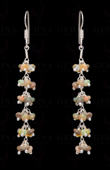 Opal Gemstone Bead Earring In .925 Sterling Silver ES-1672