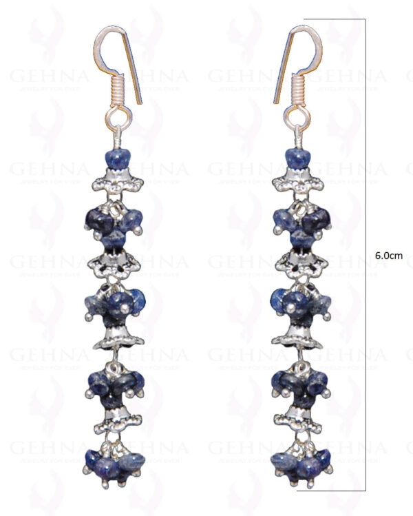 Blue Sapphire Gemstone Bead Earring In .925 Sterling Silver ES-1675