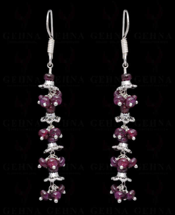 Ruby Gemstone Bead Earring In .925 Sterling Silver ES-1676