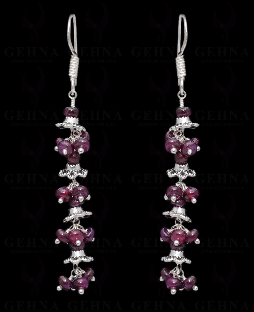 Ruby Gemstone Bead Earring In .925 Sterling Silver ES-1676