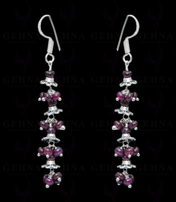 Ruby Gemstone Bead Earring In .925 Sterling Silver ES-1676