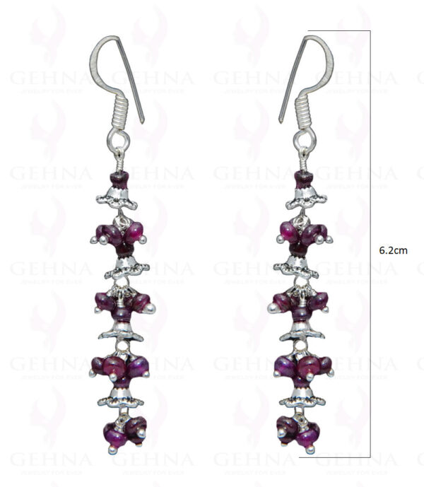 Ruby Gemstone Bead Earring In .925 Sterling Silver ES-1676