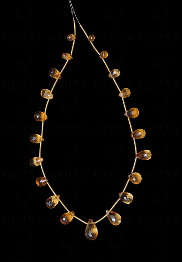 21 Loose Pieces of Citrine Gemstone Faceted Drop Shaped NS-1679