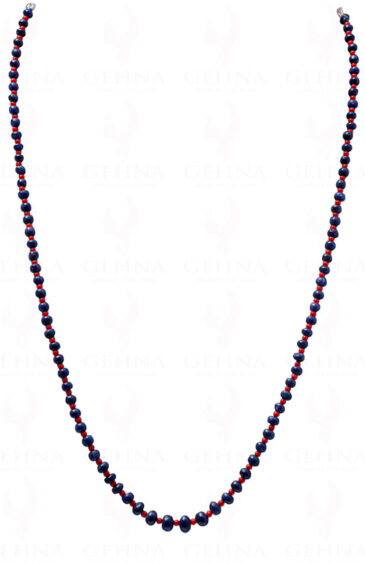 Blue sapphire & Coral Gemstone Bead Necklace NS-1682