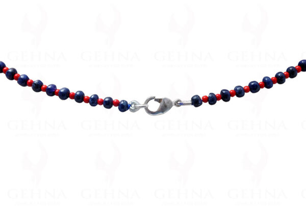 Blue sapphire & Coral Gemstone Bead Necklace NS-1682