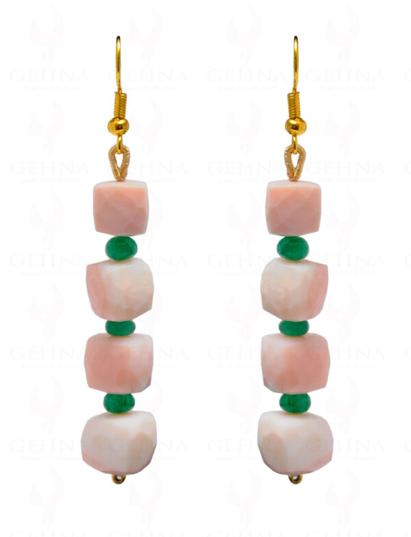 Emerald & Rose Quartz Gemstone Cushion Shaped Beads Necklace Set NS-1684