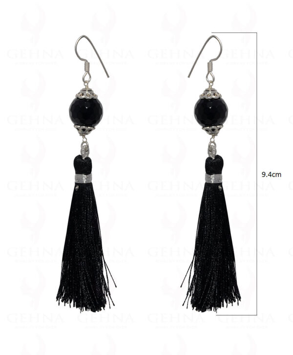 Black Onyx Gemstone Faceted Bead Earring With Tassel ES-1685