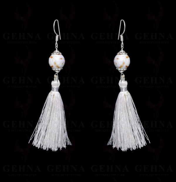 Howlite Gemstone Faceted Bead Earring With Tassel ES-1687