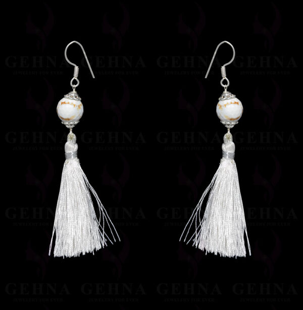 Howlite Gemstone Faceted Bead Earring With Tassel ES-1687