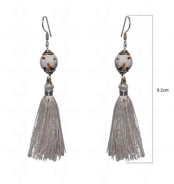 Howlite Gemstone Faceted Bead Earring With Tassel ES-1687