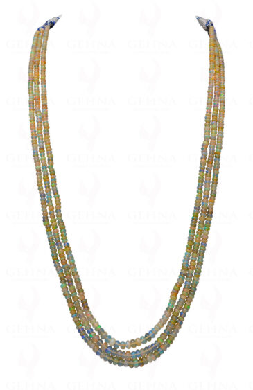 3 Rows of Australian Opal Gemstone Round Shape Bead Necklace NS-1689