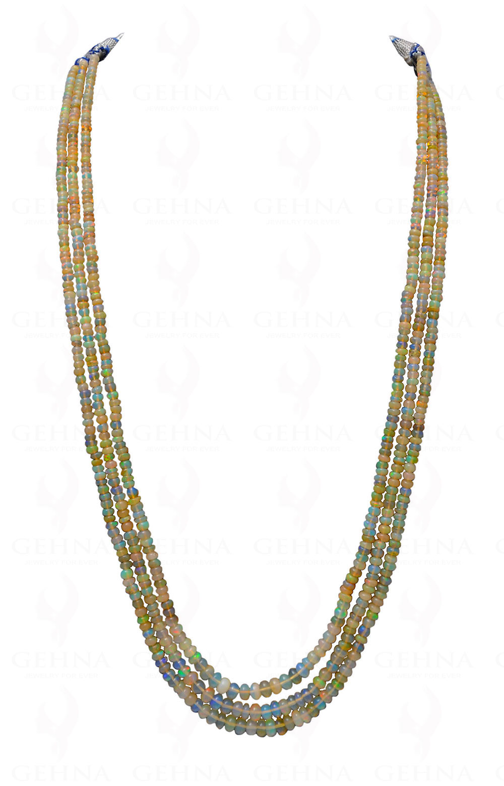 3 Rows of Australian Opal Gemstone Round Shape Bead Necklace NS-1689