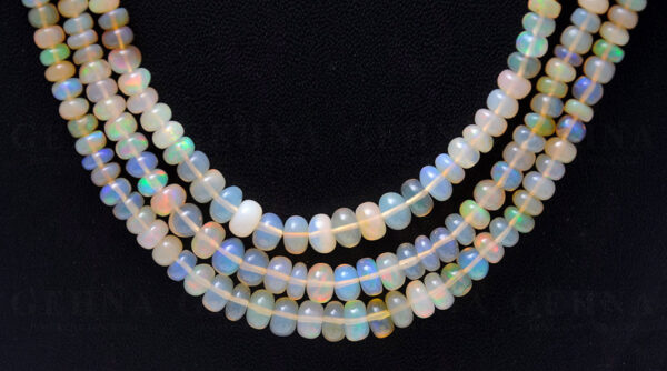 3 Rows of Australian Opal Gemstone Round Shape Bead Necklace NS-1689