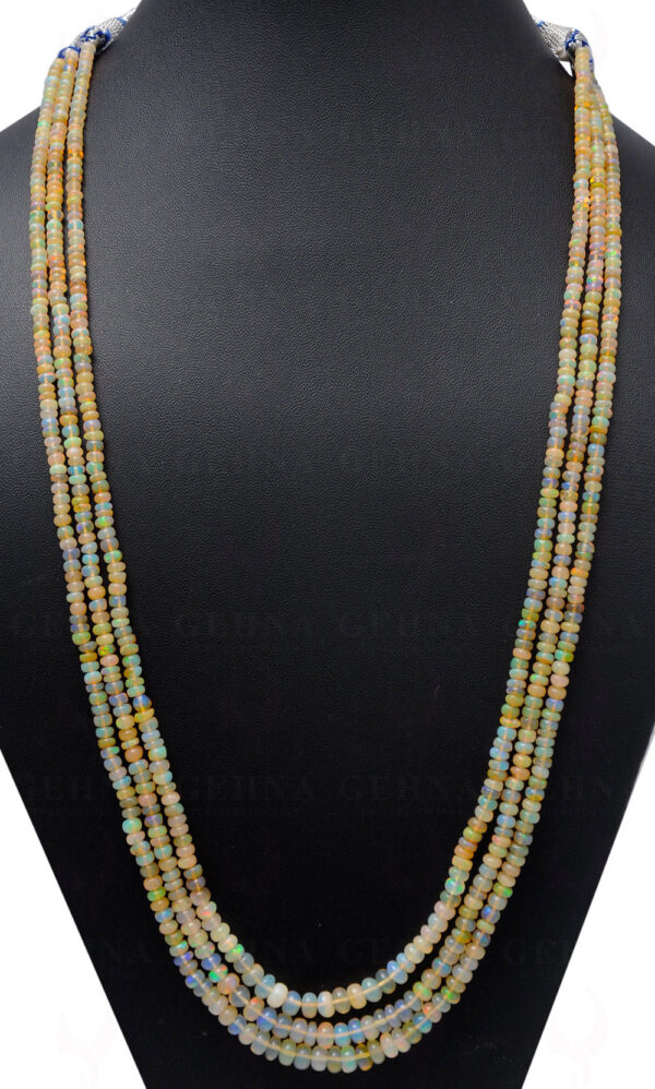 3 Rows of Australian Opal Gemstone Round Shape Bead Necklace NS-1689