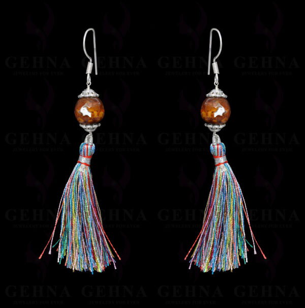 Agate Gemstone Faceted Bead Earring With Multicolor Tassel ES-1690