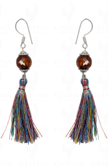 Agate Gemstone Faceted Bead Earring With Multicolor Tassel ES-1690