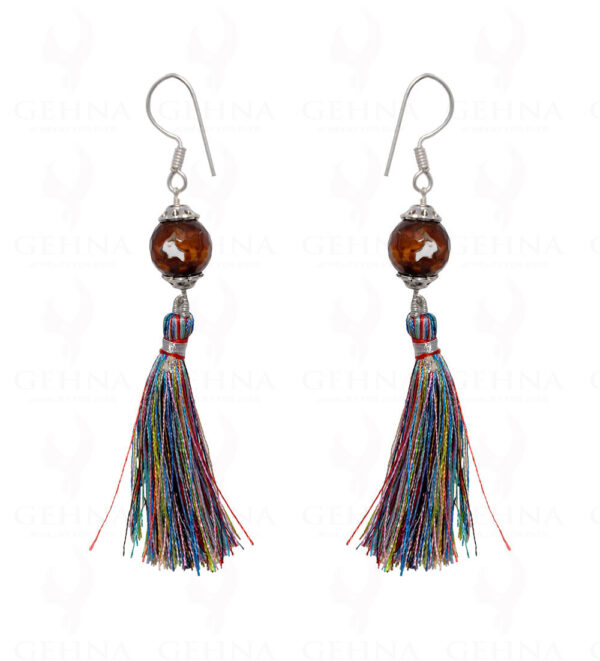 Agate Gemstone Faceted Bead Earring With Multicolor Tassel ES-1690