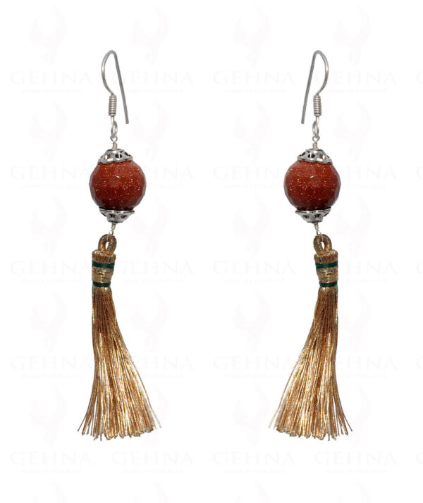 Sunsitara Gemstone Faceted Bead Earring With Gold Tassel ES-1691