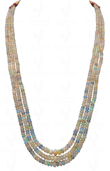 3 Rows of Australian Opal gemstone round Shaped Bead Necklace NS-1693