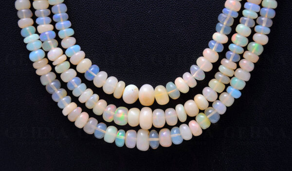 3 Rows of Australian Opal gemstone round Shaped Bead Necklace NS-1693