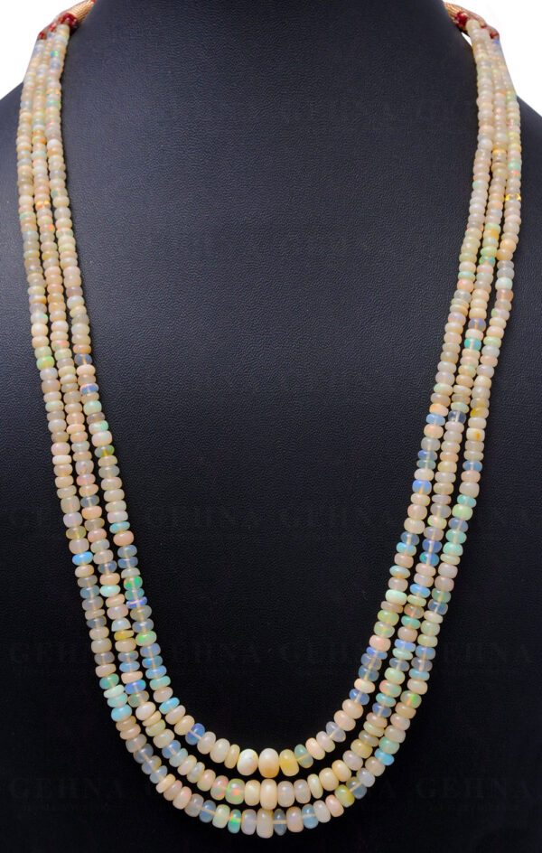 3 Rows of Australian Opal gemstone round Shaped Bead Necklace NS-1693