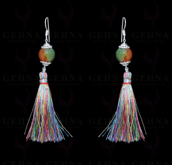 Agate Gemstone Faceted Bead Earring With Multicolor Tassel ES-1695