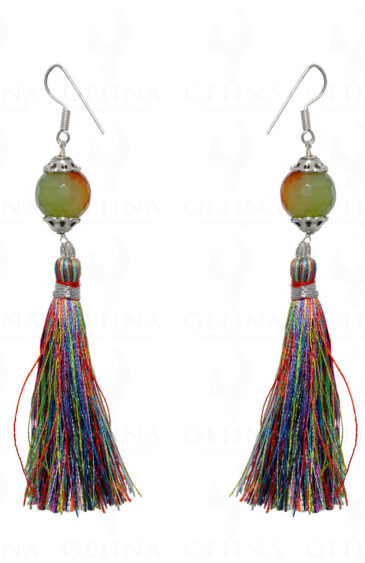 Agate Gemstone Faceted Bead Earring With Multicolor Tassel ES-1695