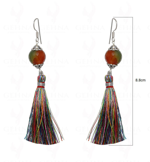 Agate Gemstone Faceted Bead Earring With Multicolor Tassel ES-1695