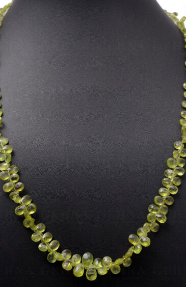 Peridot Gemstone Faceted Almond Shaped Necklace NS-1696