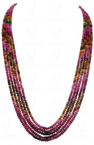5 Rows of Multi Tourmaline Gemstone Fine Quality Bead Necklace NS-1698