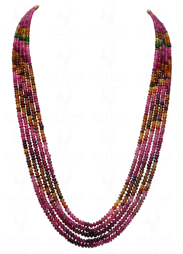 5 Rows of Multi Tourmaline Gemstone Fine Quality Bead Necklace NS-1698