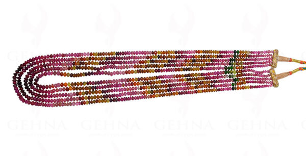 5 Rows of Multi Tourmaline Gemstone Fine Quality Bead Necklace NS-1698