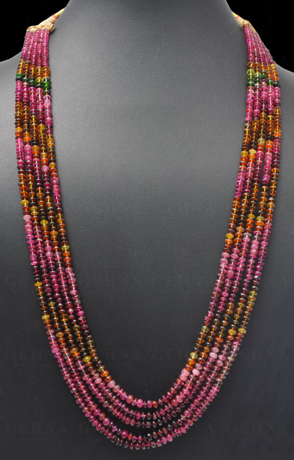 5 Rows of Multi Tourmaline Gemstone Fine Quality Bead Necklace NS-1698