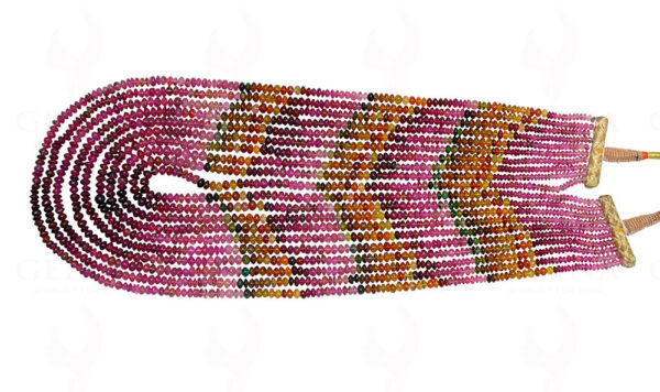 10 Rows of Multi Tourmaline  Gemstone Fine Quality Bead Necklace NS-1699