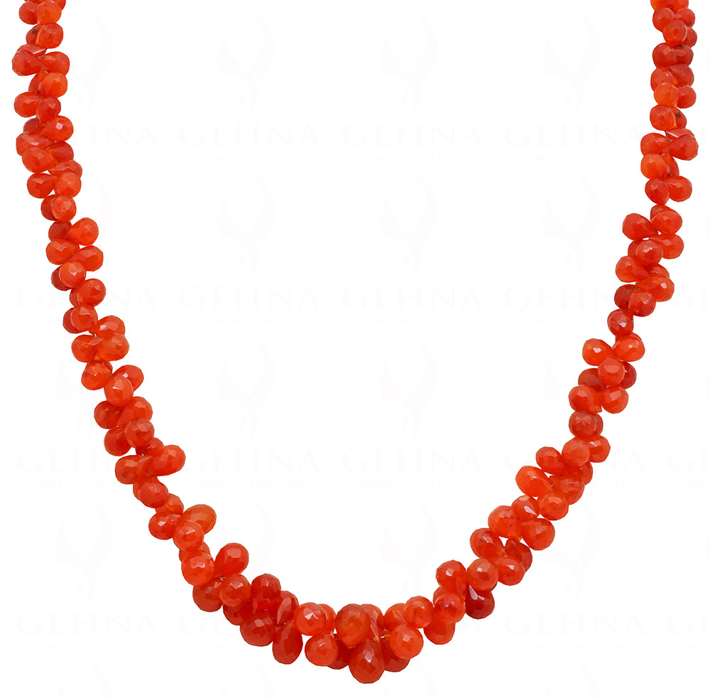 Carnelian Gemstone Faceted Drop Shaped Necklace NS-1700