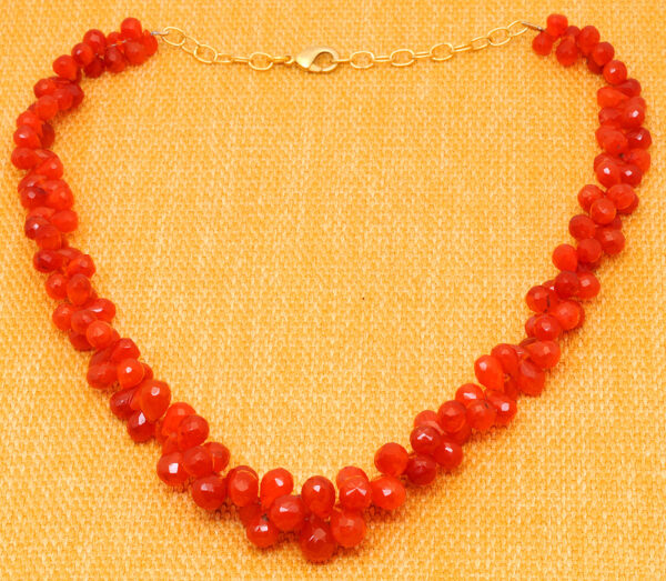 Carnelian Gemstone Faceted Drop Shaped Necklace NS-1700