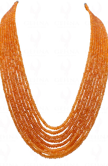 9 Rows of Mandarin Garnet Gemstone Faceted Bead Necklace NS-1702