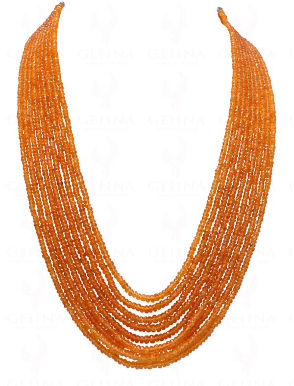 9 Rows of Mandarin Garnet Gemstone Faceted Bead Necklace NS-1702